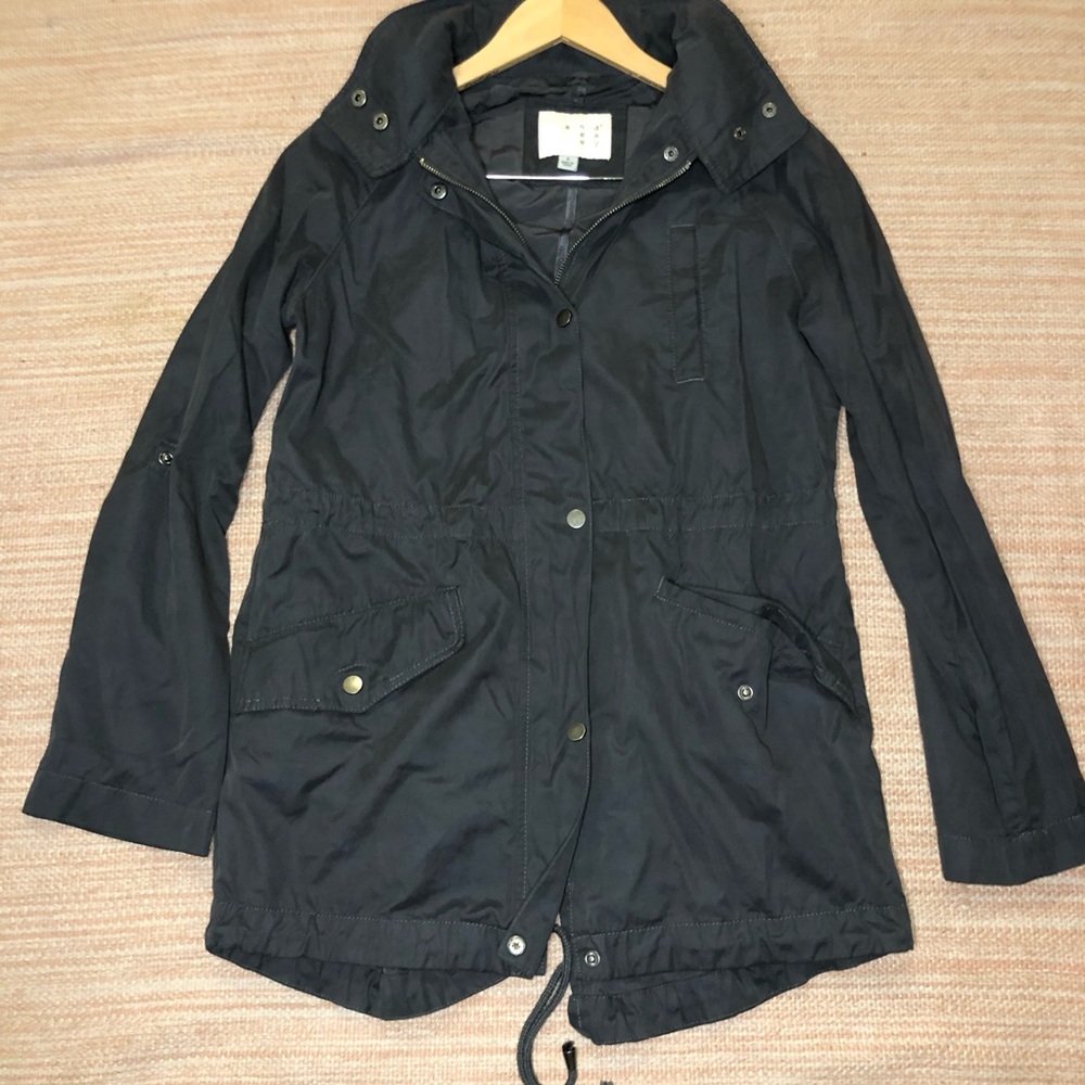 A New Day Navy Blue Utility Jacket w/ Hidden Hood